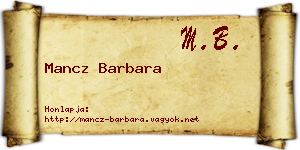 Mancz Barbara névjegykártya